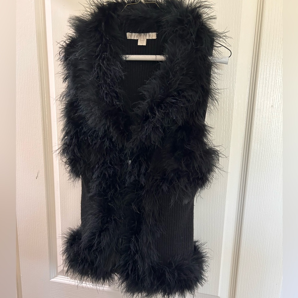 Black turkey feather Boston Proper Zipper Vest
